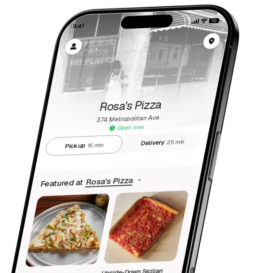 Rosa's Pizza app preview