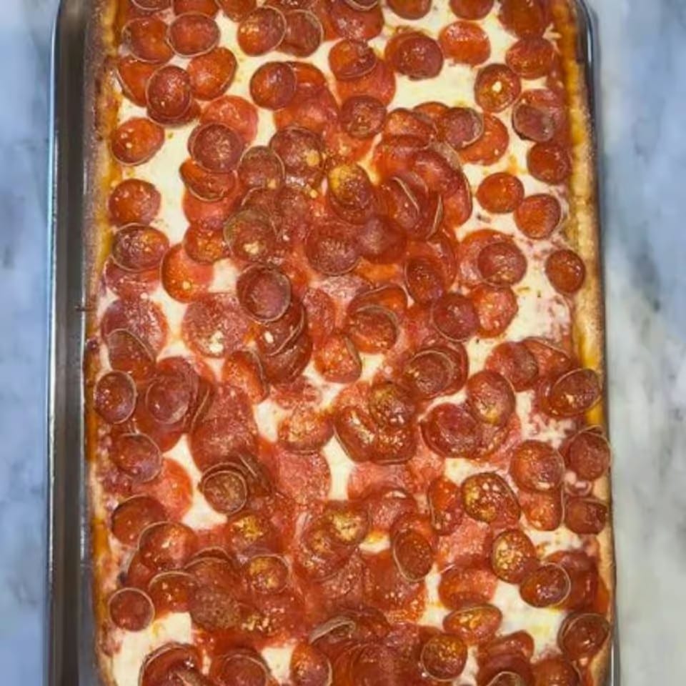 Sicilian Pizza Pie with Pepperoni Cups.