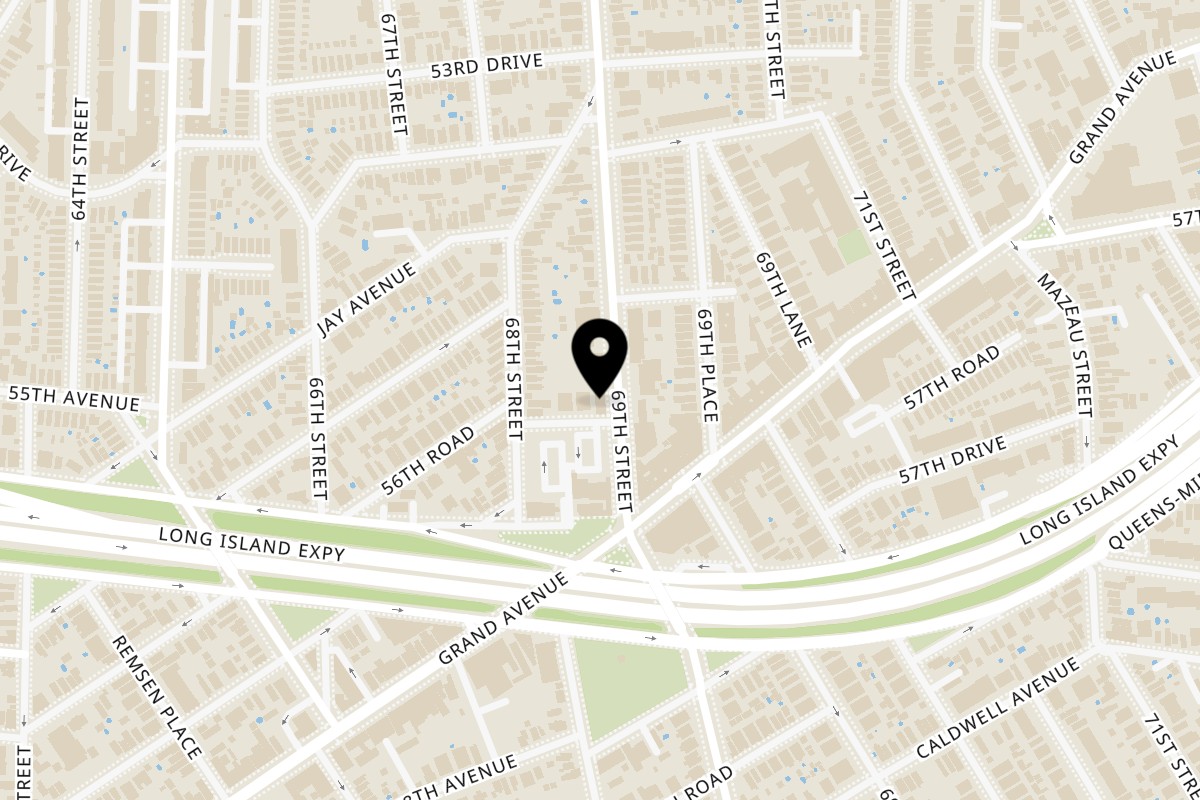Map showing the location of Rosa's Pizza Maspeth on 55-26 69th St in Maspeth