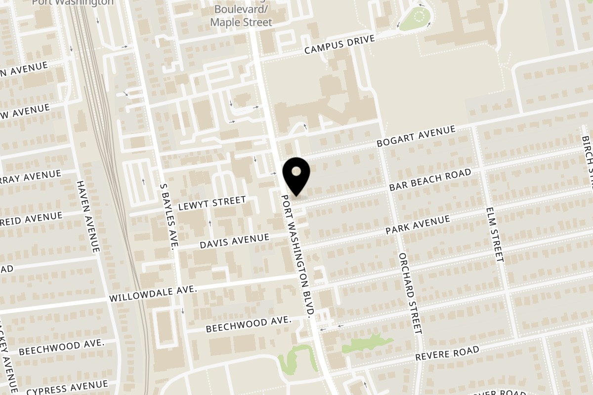Map showing the location of Rosa's Pizza Port Washington on 711 Port Washington Blvd in Port Washington